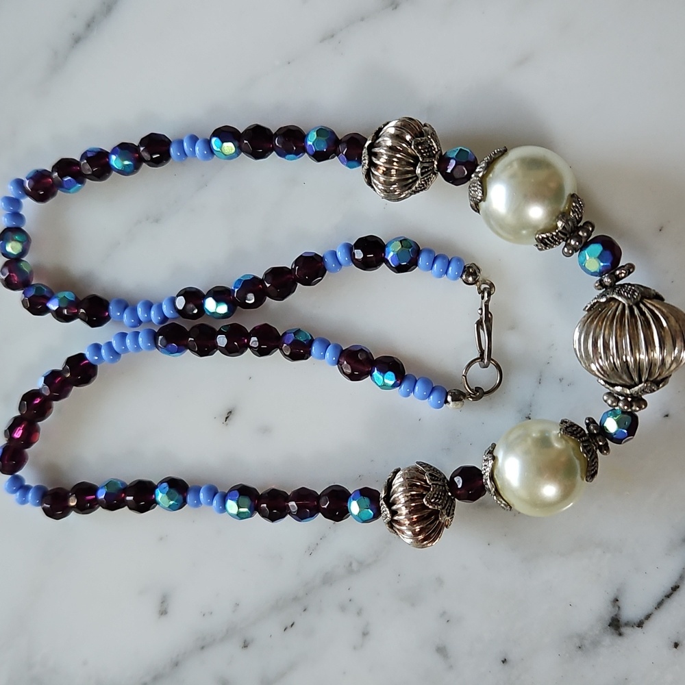 Vintage Czech Glass Crystal Bead Necklace